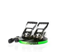 SPIDER SLACKLINE LKS01 - Kit Longline Fly Line 25, Slackline 20 m, Deux cliquets Blancs, Sangle 2,5 m, Sac Inclus - Kit Complet pour slackliners