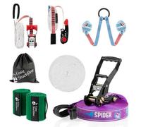 SPIDER SLACKLINE Monkey Line Kit 15m - Slackline 15m avec Sangle de Guidage Suspendue et Anneau pour Enfants