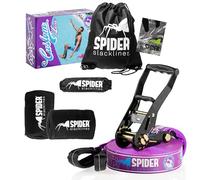 SPIDER SLACKLINE TKSA1 - Kit Slackline Custom - Matériel de Haute qualité pour slackliners avancés ou débutants - Set Complet de Sangle de 15 m de Longueur 1xCliquet