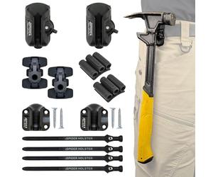 Spider Tool Holster - Pro Tool Kit - Belt Holster Clip + Tool Docking Stations for organizing, Storing and Carrying Driver Bits, Power Drill, Multitool, Tape Measure, Hammer, Pneumatic and More!