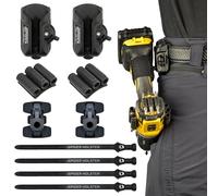 Spider Tool Holster - Quad Tool Kit - 2 pastilles autocollantes + 2 BitGripper + 2 supports de ceinture autobloquants pour transporter des outils tels que visseuse sans fil, perceuse sans fil, marteau