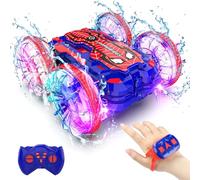 Spider Voiture Télécommandée Amphibie avec Commande Manuelle, Jouet Garçon | RC Stunt Offroad Car Tout Terrain Cadeau Anniversaire Enfant 6 7 8 9-12 Ans Jeux Extérieur Bateau Radiocommandé Téléguidée