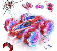 Spider Voiture Télécommandée Enfant avec Lumières et Musique, 360° Rotation Jouet de RC Cars, 2.4GHz Voiture Radiocommandee 4WD, Jouet Cadeau pour Garçon Fille 3 4 5 6 7 8 9 Ans Anniversaire et Noel