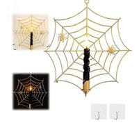 Spider Web Candles Holders, Spiderweb Taper Candle Holder Sconce, Retro Style Metal Wall Mounted Candlestick for Halloween Thriller Interior Party Decor