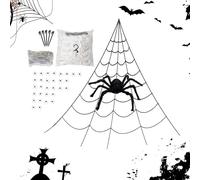 Spider Web - Hairy Spider Stretch Cobwebs, 9.06x6.69x5.12 Inches Giant Artificial Silk Mesh with Arachnid Props, Haunted House Yard Decoration, Outdoor Ornament, Festive Garden Accessory for Parties