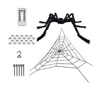 Spider Web Halloween Decor, Light Up Glow Spider Web, Realistic Giant Mesh Spiderweb Lights, with 8 Flash Modes Ideal for Yard Walkway Table Arch Use, 19.69 inches