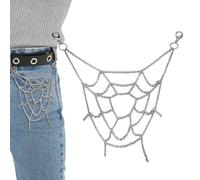 Spider Web Pants Chain - Gothic Dark Accessories | Women Hip Hop Belt | Iron Metal Construction, Clasp Attachment, Sturdy Wear Resistant Link, for Halloween Party & Punk Fashion, 6.88 Inch