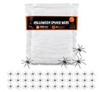Spider Web - Stretchy Creepy Cobweb Decor, Fake Spiders, Halloween Party | Halloween Cobweb, Stretchy Webbing, 40 Fake Spiders, Creepy Decoration, Haunted House Display, Yard Porch Decor, Fireplace Ac