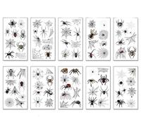 Spider Web Waterproof Spider Tattoo Stickers Scary Spider Temporary Tattoo Stickers Body Decorative Art 10 Small Stickers