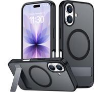 SPIDERCASE Coque magnétique pour iPhone 17, avec [3 façons de support] [Protection de qualité militaire contre les chutes] Coque fine antichoc invisible pour iPhone 17 6,3", noir