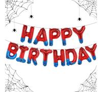 Spiderm Guirlande de ballons Happy Birthday, 40,6 cm, décoration d'anniversaire pour enfants, rouge et bleu, accessoires de fête pour garçons