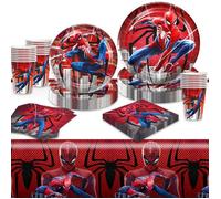 Spiderman Anniversaire Decoration Vaisselle, 81 PCS Anniversaire Vaisselle Kit, pour Décorations de Fête Enfants Fourniture