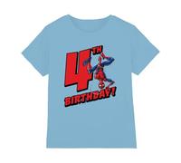 mandarin creative ltd Spiderman Birthday 4 Uni Kids T Shirt, Bleu Clair, 3-4 Ans Garçon