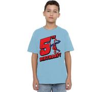 Spiderman Birthday 5 Unisex Kids T Shirt, Bleu Clair, 7-8 Ans Garçon