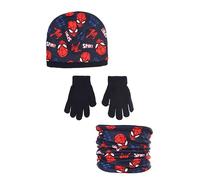 Spiderman, Bonnet, Tour de Cou et Gants, Garçon (Bleu Marine, 54 cm)