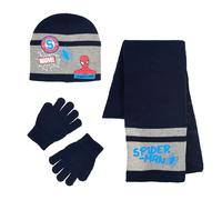 Spiderman Chapeau Écharpe et Gants pour Garçons, Ensemble D’Hiver Casquette D’Hiver Écharpe et Gants, Accessoires D’Hiver Cadeau pour Enfants | Bleu Foncé