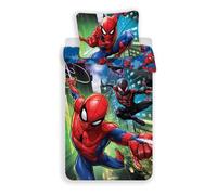 Jerry Fabrics Spiderman Character Literie pour Enfants avec Fermeture à Glissière; Housse de Couette 140 x 200cm et Taie d'oreiller 70 x 90cm, Coton, Multicolore, 200x140x0.5 cm