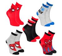 Spiderman Chaussettes pour Garçon, Lot de 5 Chaussettes Classiques au Design Super-Héros, Tailles EU 23 à 34 (FR/ES, Numérique, 31, 34, Taille normale, Multicolore)