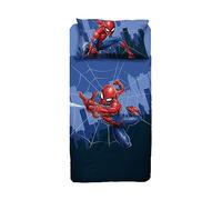 Spiderman, Drap de lit Simple, Parure de lit Simple Disney, Drap Plat, taie d'oreiller, Bleu, Marvel, Disney, 100% Coton, Produit Officiel