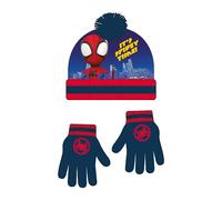 Spiderman Ensemble Bonnet et Gants Kit, Bleu, Taille Unique Unisex Kids