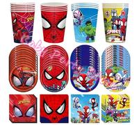 Spiderman - fournitures de décoration de fête d'anniversaire, ensemble de vaisselle, gobelets, assiettes, serviettes pour enfants, décoration d'anniversaire, cadeau pour réception-cadeau pour bébé Cup