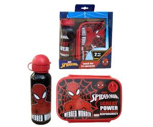 Spiderman Marvel Set déjeuner 2 pièces gourde en aluminium et porte-goûter bouteille avec tétine et boîte à lunch
