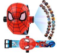 Spiderman Montre Enfant,Montre Projecteur,Montre Digitale au Poignet avec 24 Projections,Projection Jouets pour Enfant-Rouge