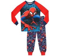 Spiderman Pyjamas Ensembles de Pyjama Marvel pour garçons | Ensemble de Nuit à Manches Longues pour Enfants | Bien ajusté - Bleu- 7-8 Ans