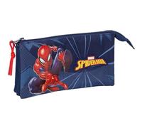 Spiderman Trousse Triple pour Enfant, idéale pour Les Enfants d'âge Scolaire, Confortable et Polyvalente, qualité et résistance, 22 x 3 x 12 cm