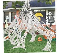 SPIDERWEB 2PCS 39.37X161.42 pouces élastiques extensibles coupés coupés réutilisables réutilisables flexibles d'Halloween décorations extérieures avec un ongle de 20 étage pour une fête de maiso