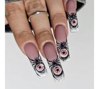 Spiderweb Ensemble de faux ongles en ABS longs avec tuyau d'eau pour Halloween