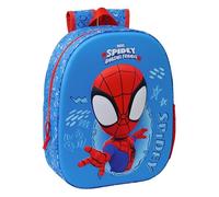 SPIDEY 3D - Sac à dos d'école, avec design 3D, adaptable au chariot, idéal pour les enfants de différents âges, confortable et polyvalent, qualité et résistance, 27 x 10 x 33 cm, bleu marine/rouge, M
