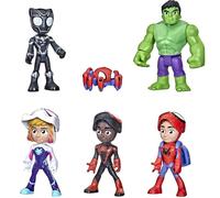 Spidey and His Amazing Friends - F1486 - Pack 6pcs Figurines articulées 10cm - Spidey, Trac-e, Ghost Spider, Morales, Hulk, Panther