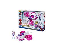 SPIDEY AND HIS AMAZING FRIENDS Marvel, Figurine Ghost-Spider de 10 cm avec Moto-coptère Convertible, Enfants dès 3 Ans F1946 Multicolore