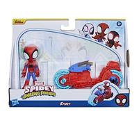 Hasbro Figurine Marvel Spidey et Ses Amis Extraordinaires – Spidey avec moto, Rouge/Bleu, dès 3 ans