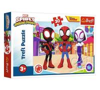 Trefl - Spidey and His Amazing Friends, Les Aventures de Spidey et Ses Amis - Puzzle 30 éléments - Puzzles Colorés avec Les Personnages de Dessins Animés Marvel Spidey et Super Buddies