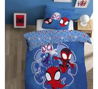 Spidey Little Parure de lit Enfant | 100% Coton | Oeko-TEX | Housse de Couette 140x200cm + 1 Taie d'oreiller 63x63cm | Imprimé Garçon | Bleu
