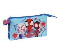 Spidey Trousse Triple pour Enfants, idéale pour Les Enfants d'âge Scolaire, Confortable et Polyvalente, qualité et résistance, 22 x 3 x 12 cm, Couleur Bleue, Bleu, Estándar, Décontracté