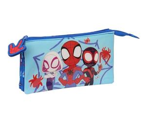 Spidey Trousse Triple pour Enfants, idéale pour Les Enfants d'âge Scolaire, Confortable et Polyvalente, qualité et résistance, 22 x 3 x 12 cm, Couleur Bleue, Bleu, Estándar, Décontracté