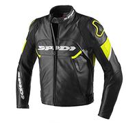 Spidi Blouson en Cuir Ignite, Noir/Jaune, Taille 50