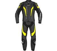 Spidi Laser Touring Costume en cuir de moto deux pièces, noir-jaune, taille 58 pour homme
