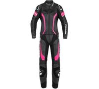 Spidi Laser Touring Deux pièces dames costume en cuir de moto, noir-rose, taille 38 pour femmes