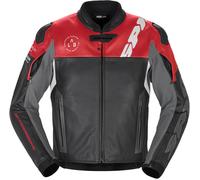 Spidi DP Progressive Blouson en cuir de moto, noir-rouge, taille 52 pour homme