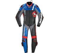 Spidi DP-Progressive Perforated Pro Combinaison en cuir de moto une pièce, noir/rouge/bleu, Taille 56