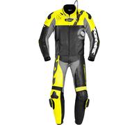Spidi DP-Progressive Touring Costume deux pièces en cuir de moto, noir/jaune, Taille 48