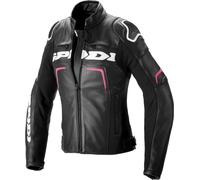 Spidi Evorider 2 Veste en cuir de moto pour dames, noir-rouge, taille 42 pour femmes