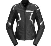 Spidi Evorider 3 Veste en cuir de moto pour femmes, Noir/Blanc, Taille 48