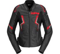 Spidi Evorider 3 Veste en cuir de moto pour femmes, noir-rouge, taille 42