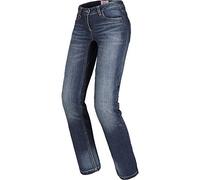 SPIDI, J Tracker Lady Long, Couleur Bleu Dark Used, Pantalon moto femme avec protections, Slim fit, Jean moto pratique et extensible