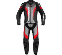 Spidi Laser Touring Costume en cuir de moto deux pièces, Noir/Gris/Rouge, Taille 48